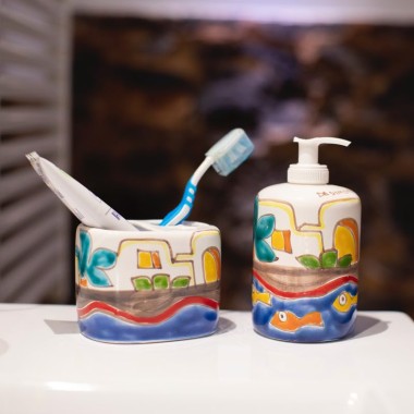 Portaspazzolini Dammusi ceramiche de simone Portaspazzolini Dammusi ceramiche de simone